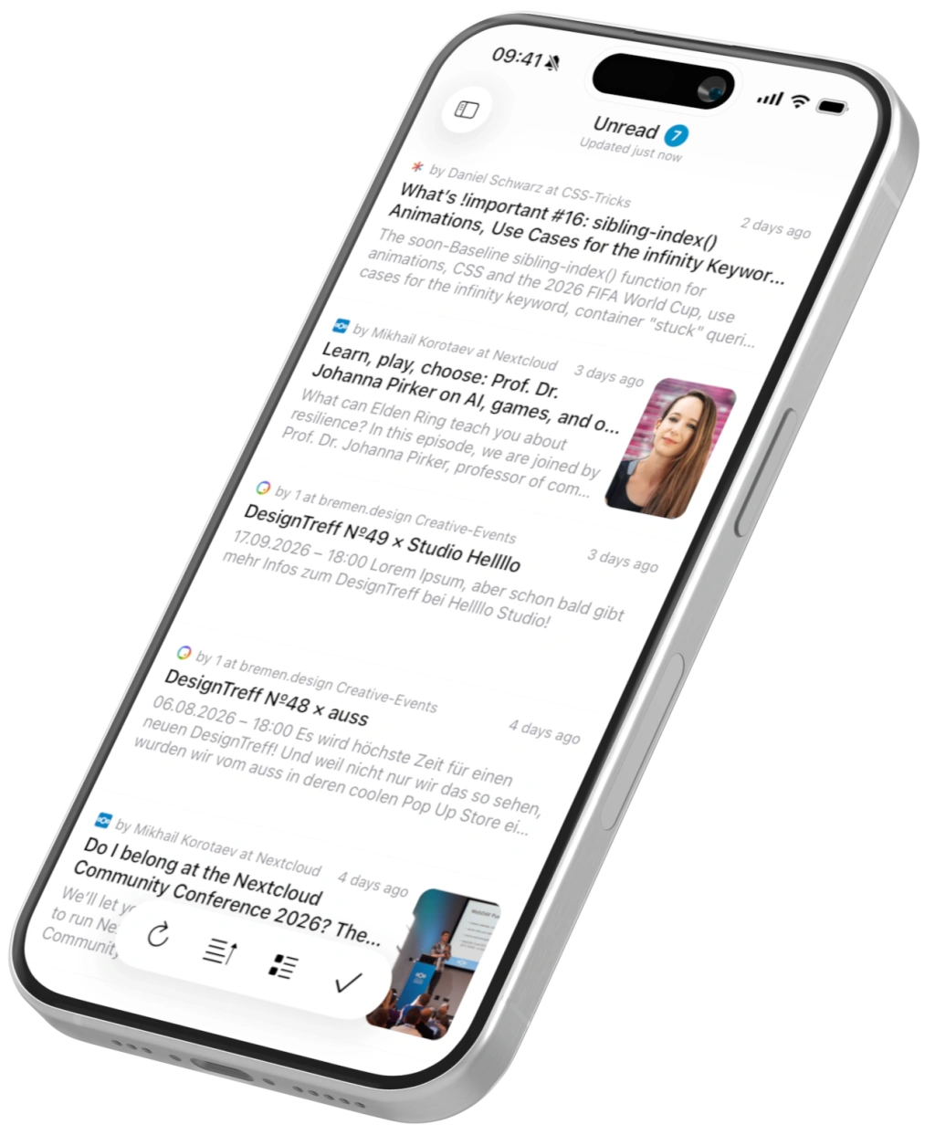 Promo shot of Nextnews running on iPhone