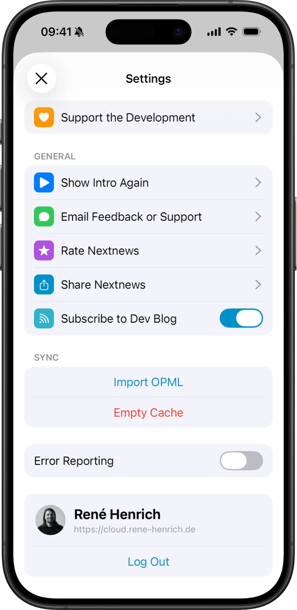 Settings of Nextnews